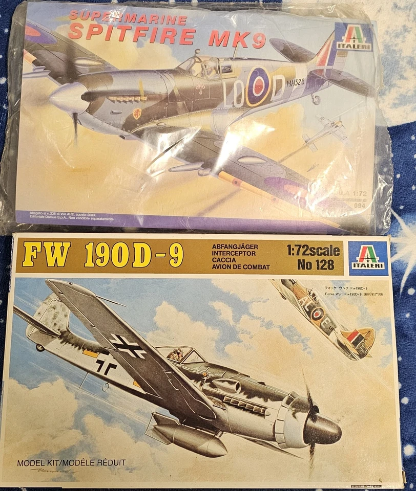 Lotto Focke Wulf 190 D-9 + Spitfire MK9 Italeri 1/72 WW2 UK Germania - Immagine 1 di 1
