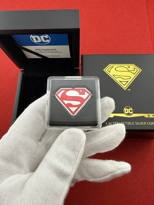2021 Niue $2 Superman Shield 1 Oz .999 Silver Coin w/ BOX & COA - Image 1 of 4
