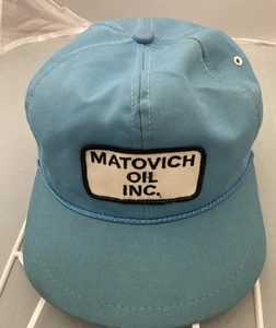 Vintage MATOVICH OIL INC. Blue StrapBack Trucker Hat Baseball Cap Made In USA - Picture 1 of 6
