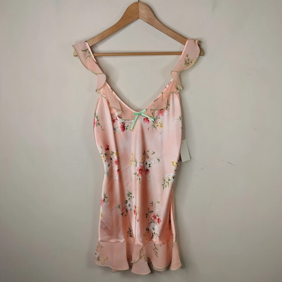 Vestido sin Mangas Maidenform Floral Satén M Mediano Volantes Melocotón Nuevo con Etiquetas Foto 1 de 4