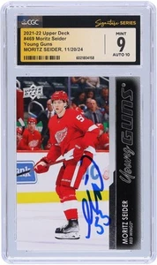 Moritz Seider Red Wings Signed 2021-22 Upper Deck #469 CGC 9/10 Rookie Card - Picture 1 of 3