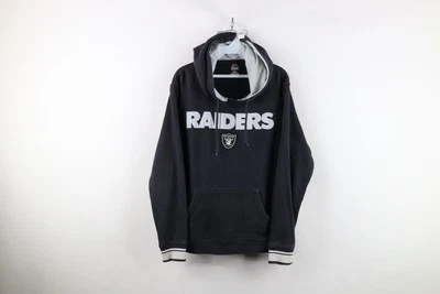 Vintage Y2K Majestic Mens Medium Distressed Oakland Raiders Football Hoodie - Image 1 of 4