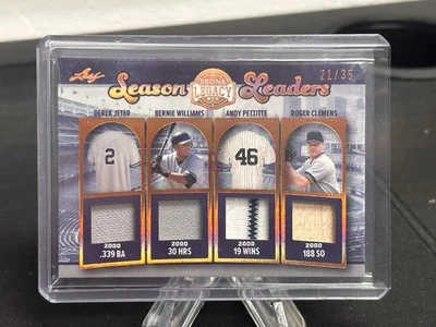 2025 LEAF BRONX LEGACY JETER WILLIAMS PETTITTE CLEMENS QUAD GU RELIC /35 - Image 1 of 2