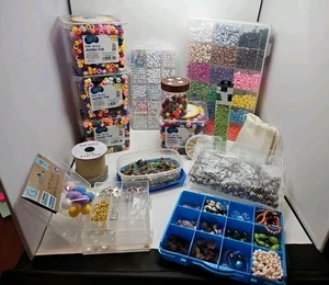 Großes Konvolut Perlen zur Schmuckherstellung Basteln Pony Perlen Ohrring Haken Glas  - Bild 1 von 21