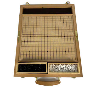 Game of Go Set - Deluxe Wooden Travel Board Case with Latches, Handle & Stones