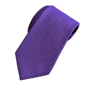 VALENTINO GARAVANI LUX SILK MICRO SQUARES PURPLE TIE GEOMETRIC HAND MADE ITALY - Picture 1 of 14