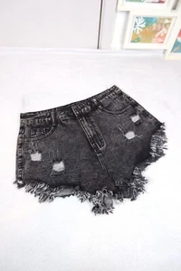 Tall Women's Casual Distressed Denim Shorts black high waist rise sexi UK12/14 u - Picture 1 of 7