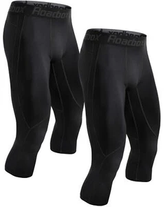Men's Compression Pants 3/4 Baselayer 2pack Dry Cool Running Workout Athletic... - Picture 1 of 7