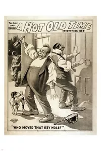 vintage print poster A HOT OLD TIME who moved the key hole HUMOROUS 20x30 - Picture 1 of 1