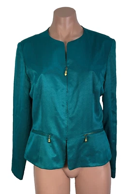 Traje Chaqueta Safe Silk Adrianna Papell Talla 8 Verde azulado Cremallera Blazer Formal Estructurado Foto 1 de 4
