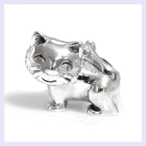 Sterlingsilber schönes Kätzchen Kätzchen Katze niedliche Perle für europäisches Charm Armband - Bild 1 von 2