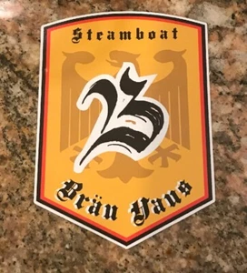 Pegatina de cerveza - Barco de vapor BrauHaus barco de vapor manantiales cerveza artesanal jardín esquí alemán - Imagen 1 de 2