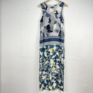 Warehouse Womens Midaxi Dress Sz UK 12 Abstract Tropical 100% Viscose Sleeveless - Picture 1 of 5