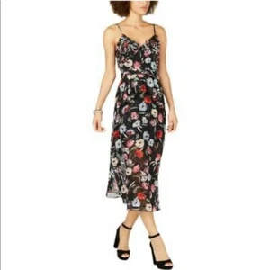 Foxiedox Alba Black Floral Sun Dress Size 4 Midi - Picture 1 of 7