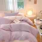 Solid Color Bedding Set Duvet Cover Flat Sheet Pillowcases Home Textiles 3/4PCS