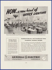 Vintage 1936 GENERAL ELECTRIC GE Fluorescent Light Bulbs Ephemera 30's Print Ad - Picture 1 of 1