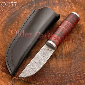 CUCHILLO PUUKKO 7,5", ACERO DAMASCO FORJADO A MANO, SUPERVIVENCIA, CAMPING, CAZA, O-177 - Imagen 1 de 7