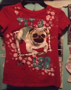 TXT U L8R rotes Mops Shirt Größe L - Bild 1 von 2