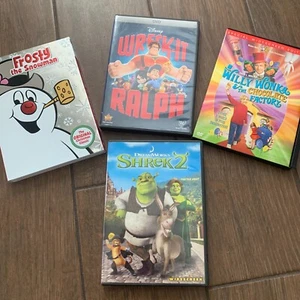 4 Family Friendly DVDs-includes Shrek 2, Wreck-It Ralph, Willie Wonka - Picture 1 of 2