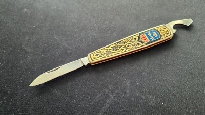 EKA Sweden Vintage Folding Pocket Knife ca. 1970s Brass Handle. RARE! - Image 1 of 4