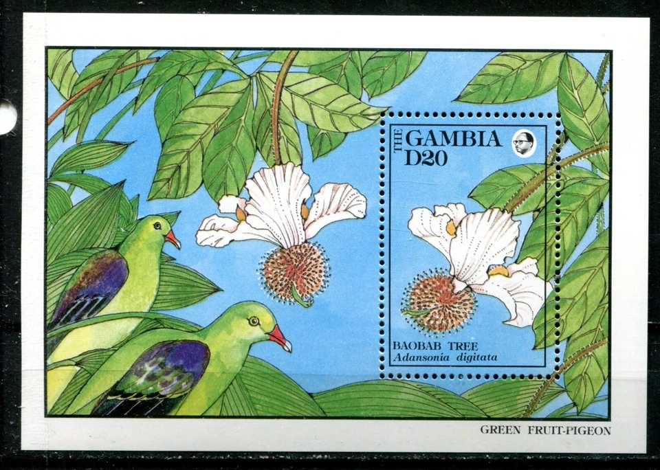 GAMBIA 1992, FLOWERS, TREES, BIRDS, Scott 1251 S/S, MNH - Image 1 of 1