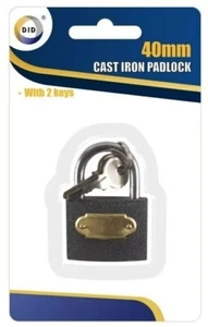 Padlock with Keys Heavy Duty Cast Iron Lock 40mm Cheapest on EBAY UK Stock Fast - Picture 1 of 1