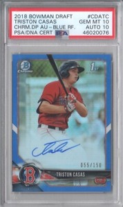 2018 Bowman Chrome Draft Triston Casas Blue Refractor Autograph /150 PSA 10/10