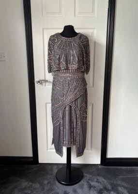 Coast Party Sequin Midi Dress With Cape Uk-18 - Image 1 of 4