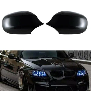 2X Glanz Schwarz Spiegelkappen Außenspiegel Gehäuse Für BMW E90 E91 E92 E93 LCI - Picture 1 of 7