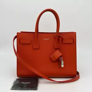 Saint Laurent YSL Baby Sac De Jour Bag Orange Grained Leather Silver Hardware - Picture 1 of 24
