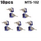 10pcs Blue Mini MTS102 3Pin SPDT ONON Toggle Switches Smooth Operation
