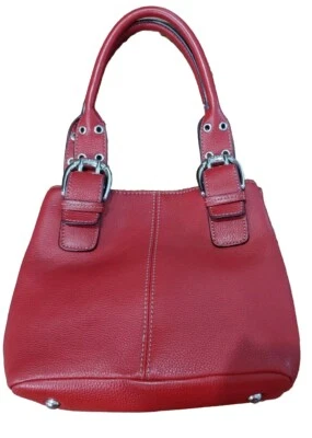 Bolso Cartera Tignanello Perfect 10 Francés Cuero Rojo Doble Asa Foto 1 de 4
