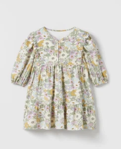 NWT Zara Baby Girl Tiered Floral Dress Boho Vintage Pointelle Ditsy 18-24m - Picture 1 of 3