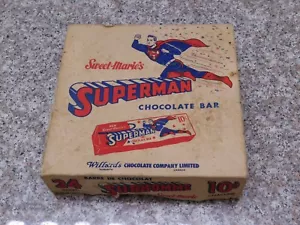 SWEET-MARIE"S SUPERMAN CHOCOLATE BAR ILLUSTRATED CANDY BOX Canada 1940's-50s - Picture 1 of 7
