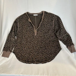 Üppiges Damen Oversize Strick Top Gepard Print Druckknöpfe Rippbündchen Langarm Gr. S - Bild 1 von 23
