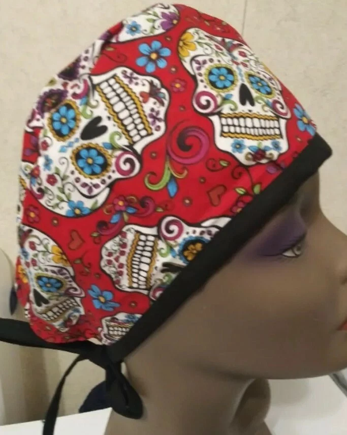 Skull Unisex Surgical Scrub Cap, Doctor, Nurse, Kitchen, Chef, Dentist Hat - Image 1 of 1