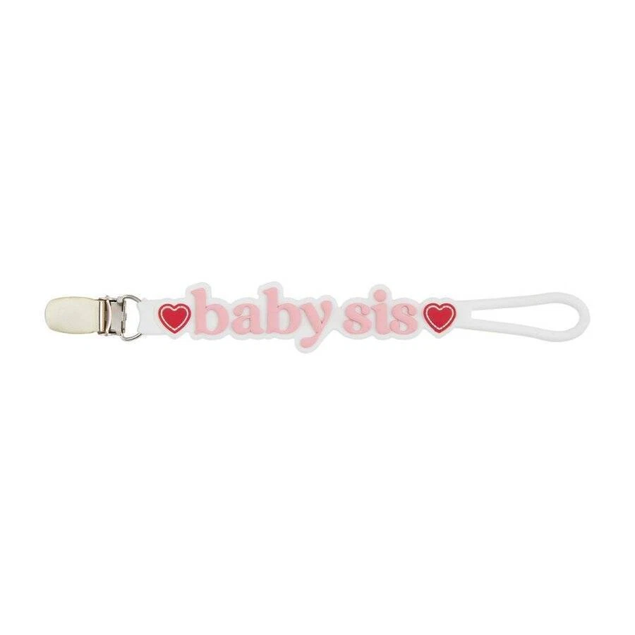 Mud Pie Baby Sis Pink Silicone Pacy Strap Pacifier Clip - Image 1 of 1