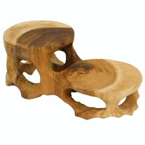 2er Naturbelassener Teakholzhocker Hocker Blumenhocker Holzhocker ca. 32cm lang - Bild 1 von 5