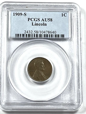 1909-S Lincoln Cent : PCGS AU58 - Image 1 of 2