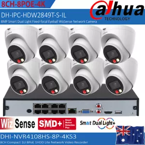 AU Dahua Kit 8CH 8POE CCTV SyStem Set 8MP 4K Full Color WizSense MIC IP Camera - Picture 1 of 23