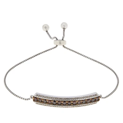 Rarities Sterling Silver 1cttw White & Red Diamond Bar Bolo Bracelet - Image 1 of 3