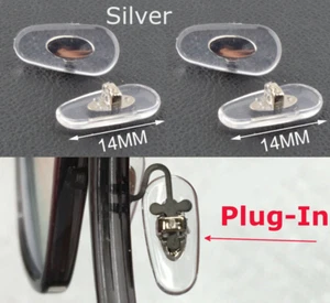 ๐ 2 Pair: 14mm Plug-In Push-In Nose Pads Sunglasses for Ray Ban Silver core - Picture 1 of 13