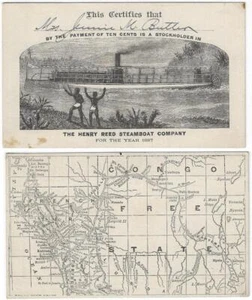 1887 - "Stock Certificate" for Supporting a Missionary Steamboat in the Congo - Picture 1 of 1