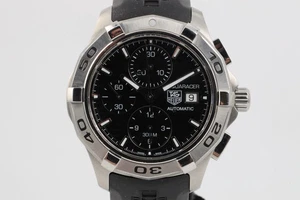 Tag Heuer Aquaracer CAP2110 42mm schwarzes Zifferblatt Edelstahl Uhr - Bild 1 von 7