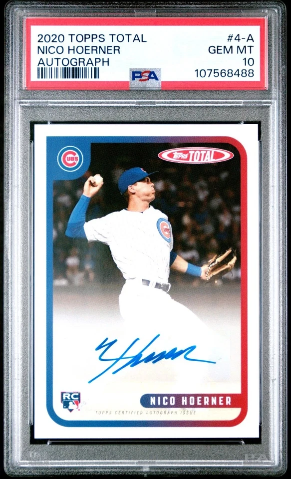 PSA 10 Gem Mint - Nico Hoerner #4-A Rookie Autograph - 2020 Topps Total - Image 1 of 2