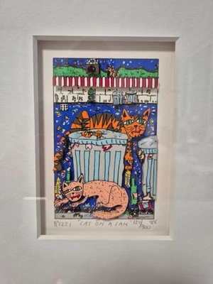 James Rizzi „CAT ON A CAN“ - handsigniert & nummeriert aus 1988 - Bild 1 von 3