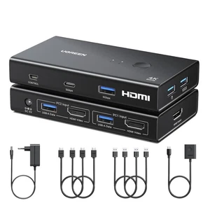 HDMI KVM Switch 2 PC 1 Monitor 4K+ USB 3.0 Umschalter für Windows Mac Linux S... - Bild 1 von 12