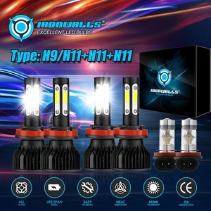 4-Sides LED Headlight High+Low+Fog Bulbs 6500K White For Chevy Impala 2006-2013 - Picture 1 of 12
