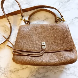 Rebecca Minkoff Darren Top Handle Messenger Bag Leather Caramel Brown - Picture 1 of 14