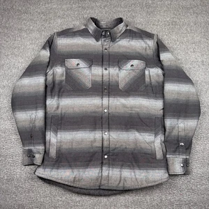 Kuhl Joyrydr Shirt Jacket Mens Medium Gray Striped Sherpa Shacket Lumberjack - Picture 1 of 7